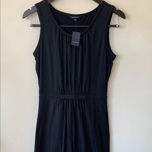 Lands' End Black Ruched Smocked soft cotton Maxi Dress